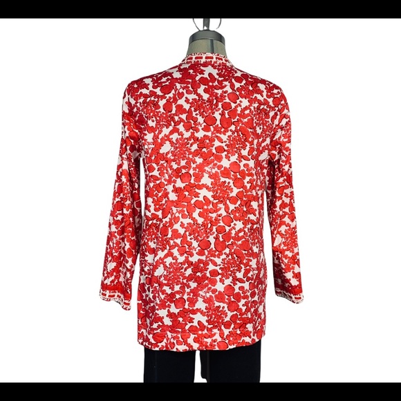 Dalia red and white long blouse sizeM - Picture 2 of 9